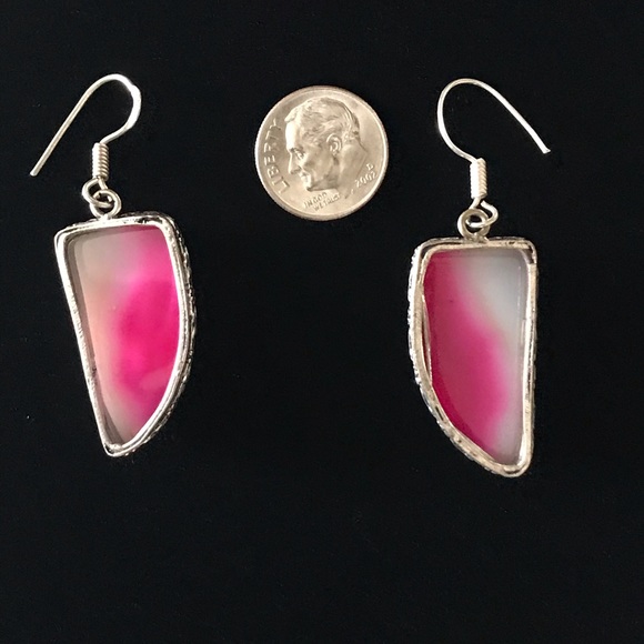 Pink Botswana Agate Earrings - Picture 2 of 5